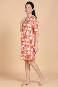 Zivame 2 Mile Fashion Knit Cotton Loungewear Dress - Burnt Sienna — thumbnail 3